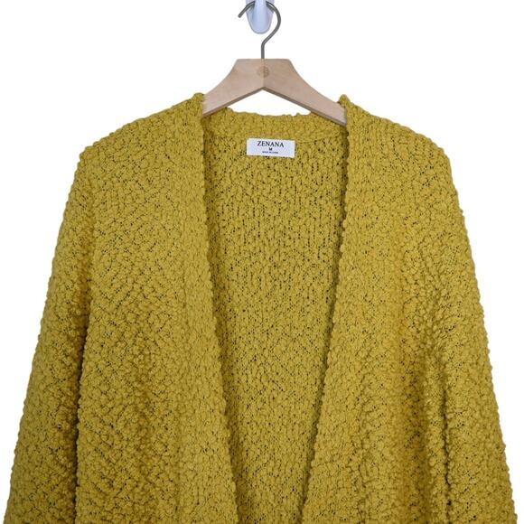 Zenana Womens M Mustard Yellow Longline Open Cardigan - Picture 3 of 9
